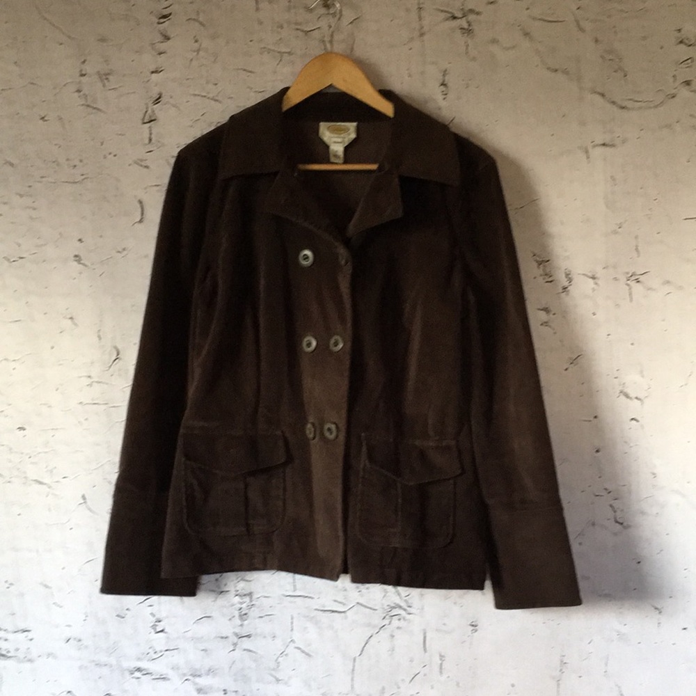 TALBOTS BROWN FAUX SEUDE PEA COAT 6